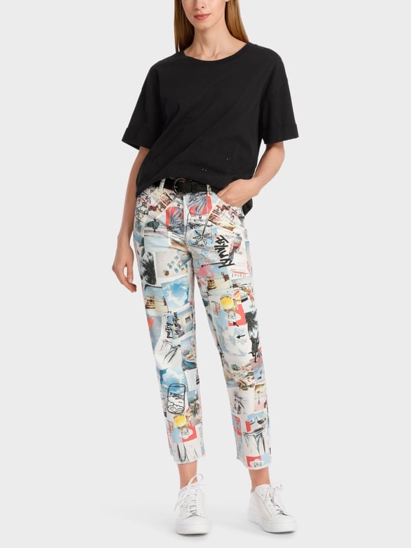 Marc Cain T-Shirt mit Lochstickerei