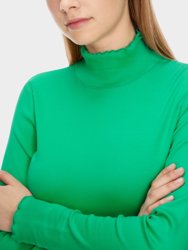 Marc Cain T-Shirt Mit Offenkantigem Mock-Neck