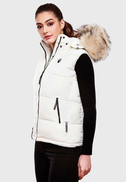 Marikoo Eisflöckchen Damen Winter Steppweste Mit Fellkragen