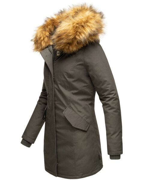 Marikoo Karmaa-Princess Damen Parka Winterjacke Mit Fellkragen