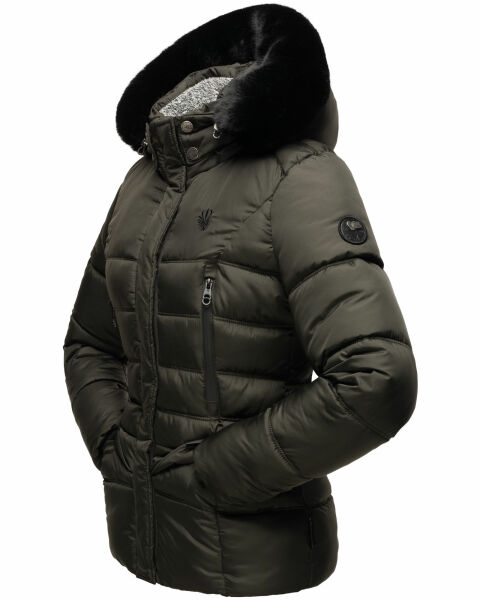 Marikoo Loveleen Damen Winter Steppjacke Mit Teddyfell Und Fellkragen