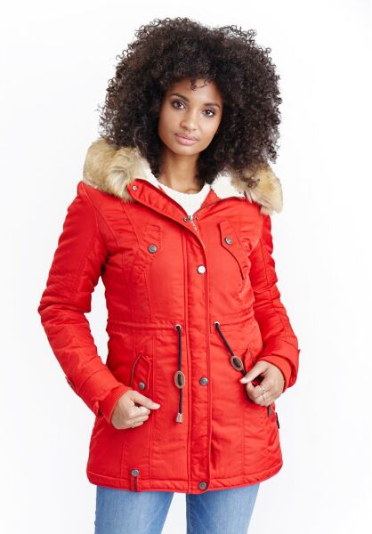 Marikoo Navahoo LaViva Warme Damen Winterjacke Mit Teddyfell