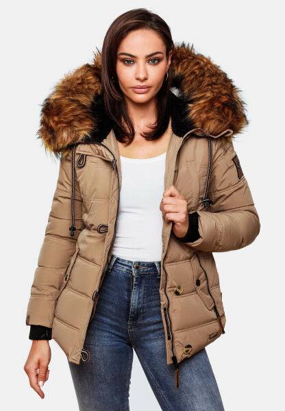 Marikoo Navahoo Zoja Damen Gespteppte Jacke Mit Teddyfell