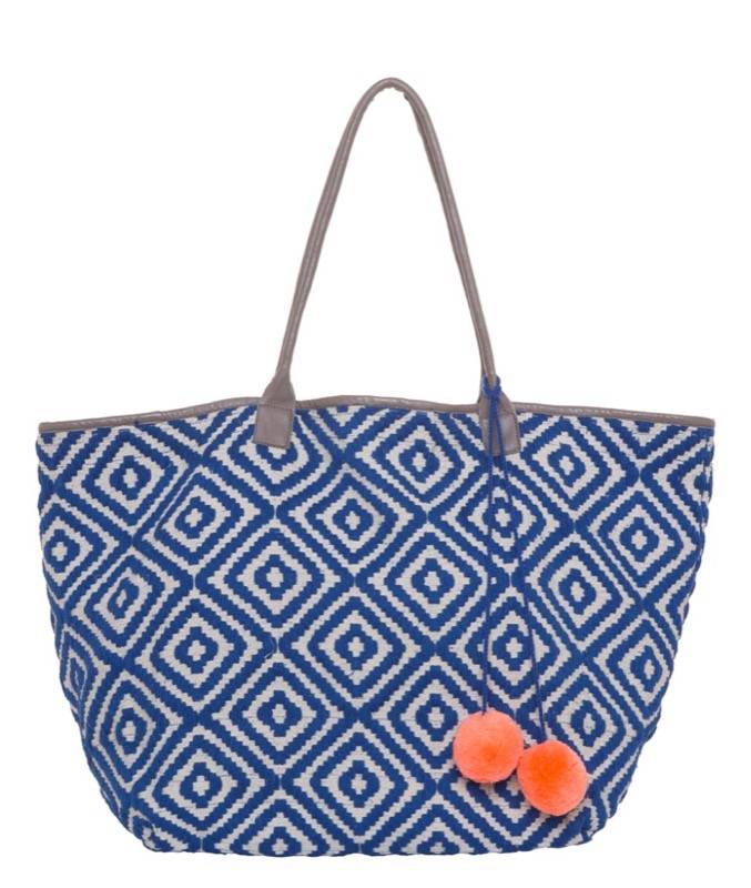 ACCESSOIRES Diamond Strandtasche Mit Pompom