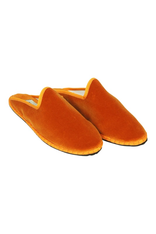 ACCESSOIRES Mules aus Samt in orange