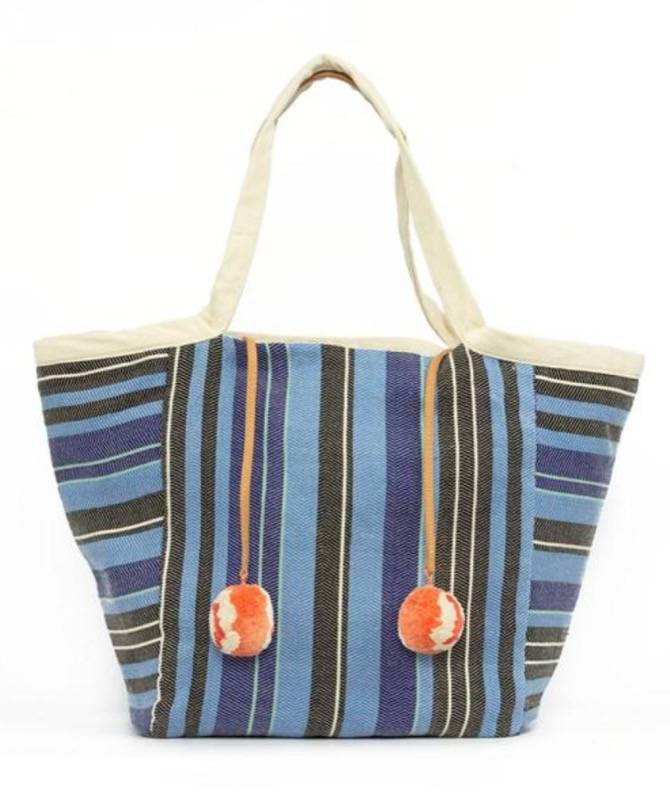 ACCESSOIRES Rosa Tasche mit Streifen in blau