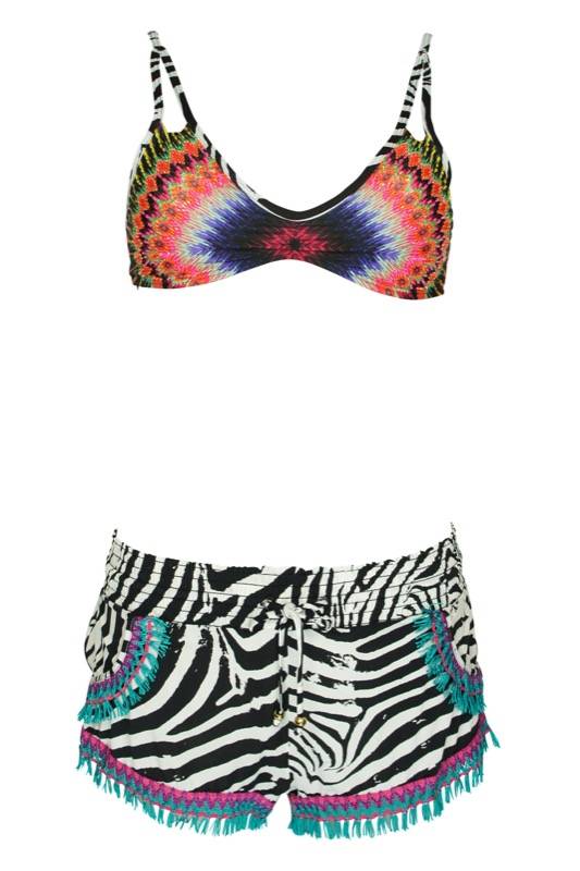 SALE African Rays Padded Bikini Mit Perlenstickerei