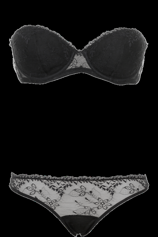 LINGERIE Ankara Gefütterter Bandeau BH Aus Spitze In Schwarz