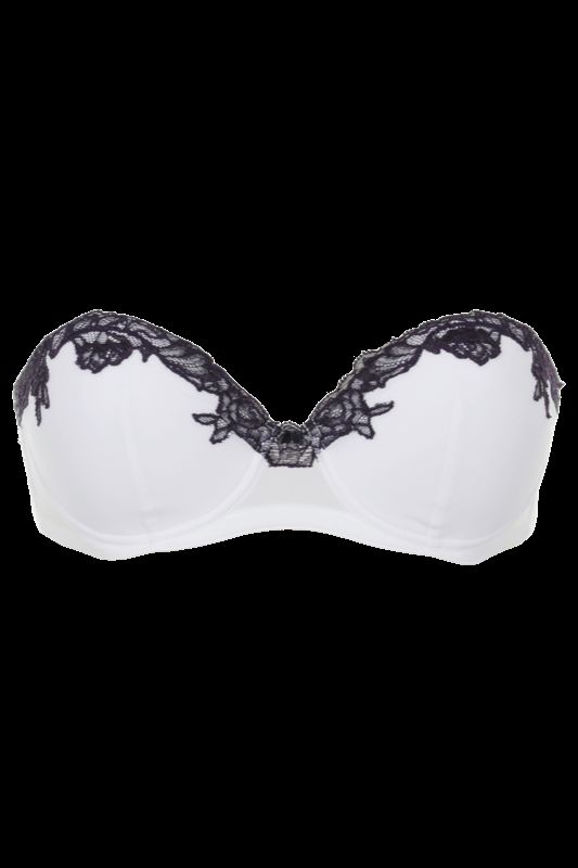 LINGERIE Bangkok gefütterter Bandeau BH in Off-Weiß mit navyfarbener Spitze