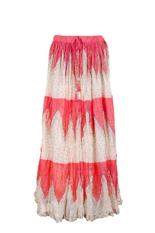 SALE Bestickter Rock Mit Glitzer-Steinchen In Korall