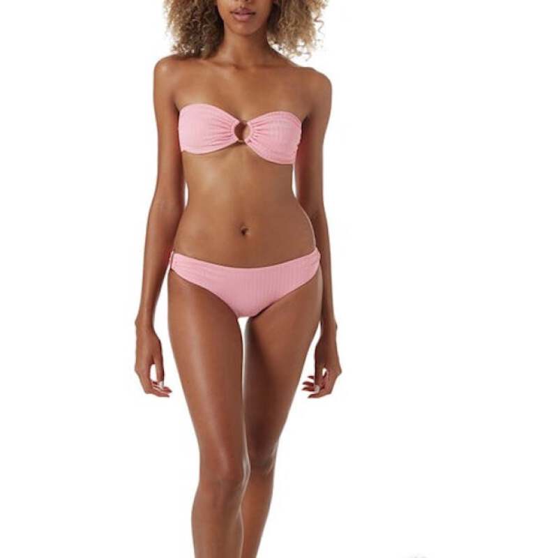 BIKINIS Evita Padded Bandeau Bikini Blush Ribbed