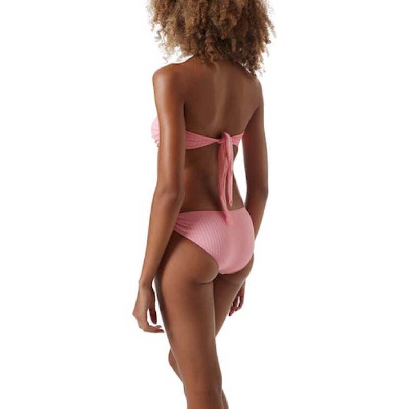 BIKINIS Evita Padded Bandeau Bikini Blush Ribbed