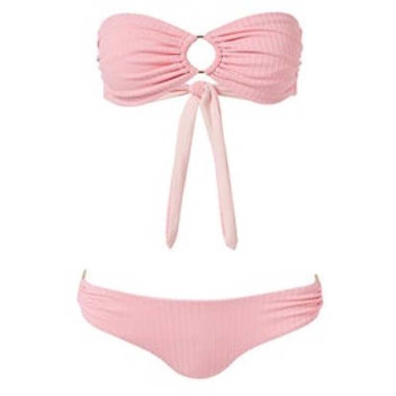 BIKINIS Evita Padded Bandeau Bikini Blush Ribbed