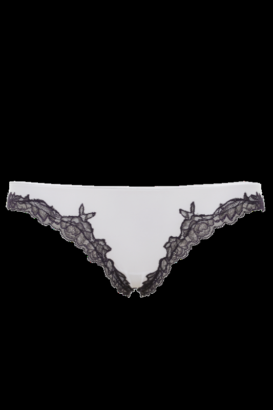 LINGERIE Boston String in Off-Weiß mit navyfarbener Spitze