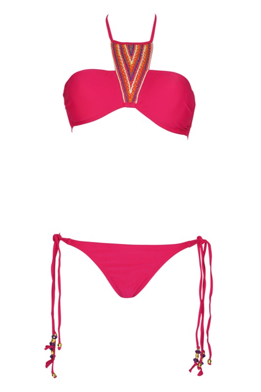 SALE Dahlia Padded Bandeau Bikini mit Perlenstickerei