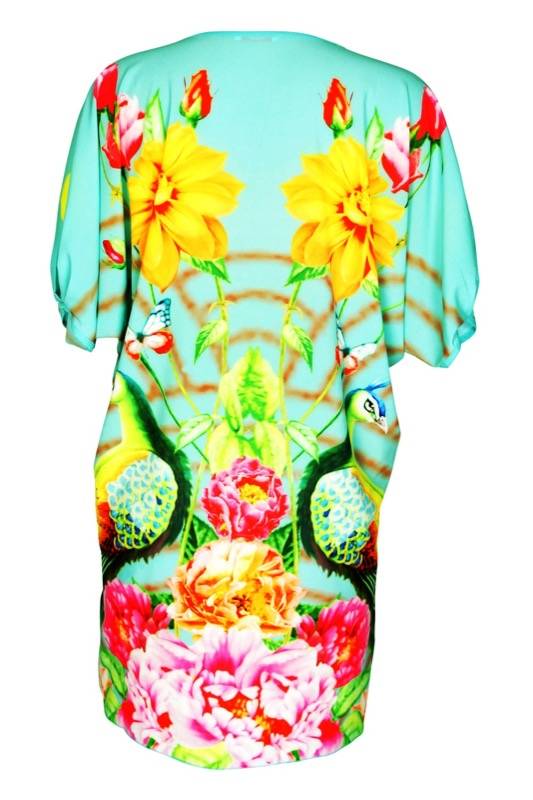 SALE Dress Mit Blumenprint Und V Ausschnitt In Türkis