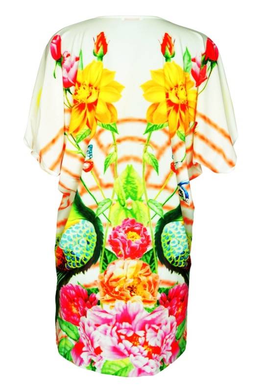 SALE Dress Mit Blumenprint Und V Ausschnitt In Weiß