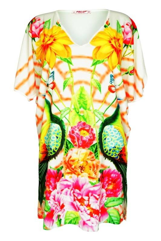 SALE Dress mit Blumenprint und V Ausschnitt in weiß