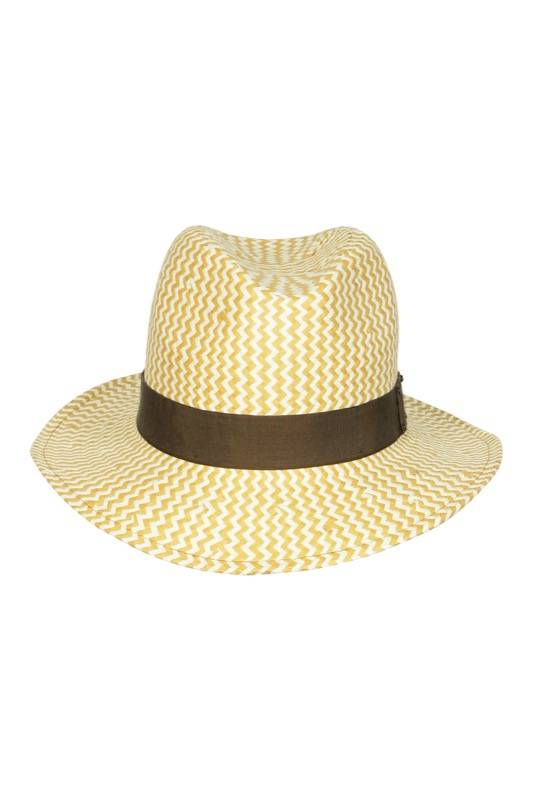 ACCESSOIRES Fedora Hut Zick Zack mit Braunem Ripsband