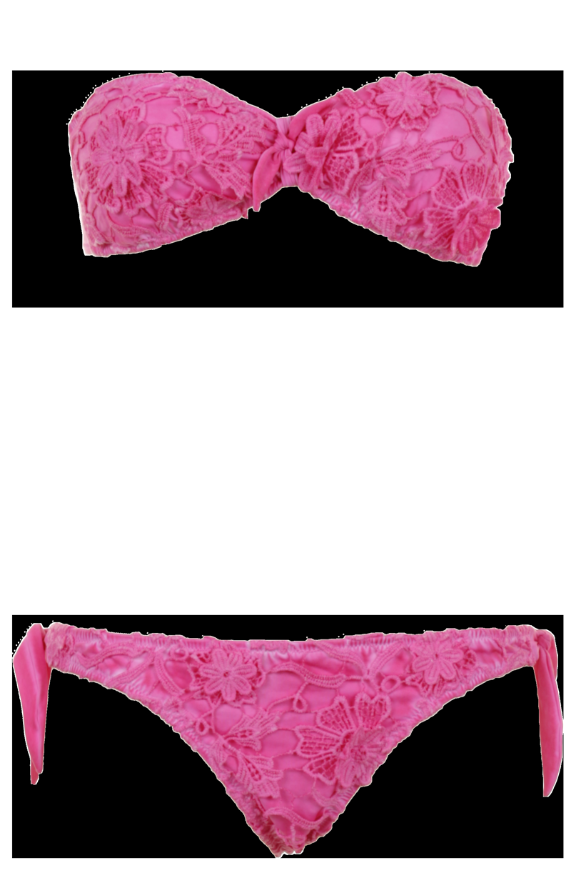 SALE Gefütterter Bandeau Bikini aus Makramee-Spitze in Fuchsia