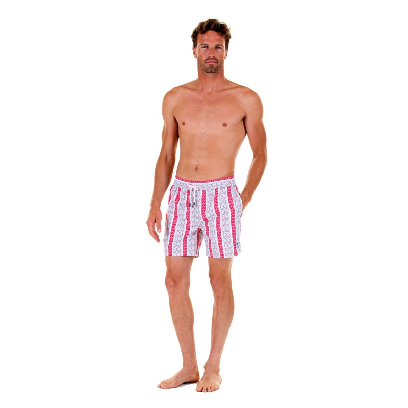 HERREN Badehose Mit Streifen In Rot