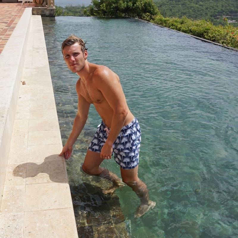 HERREN Badehose Palme In Dunkelblau