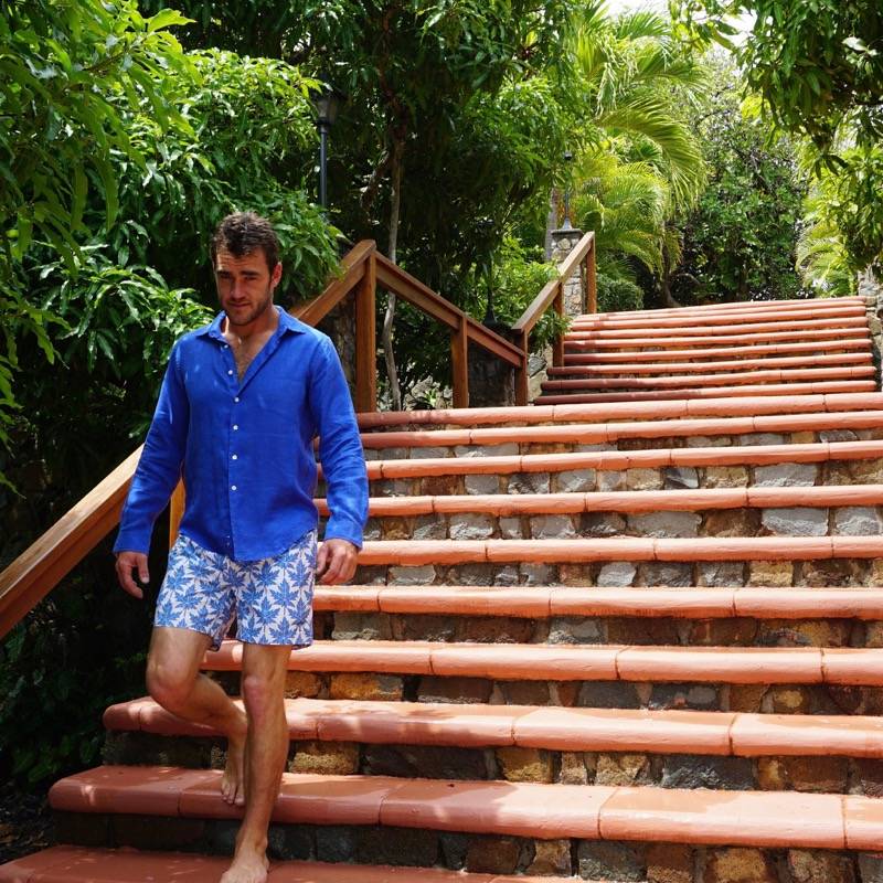 HERREN Badehose Papaya Blau