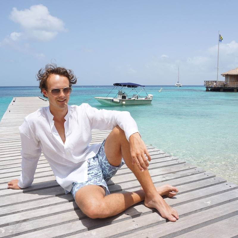 HERREN Badehose Papaya Grau