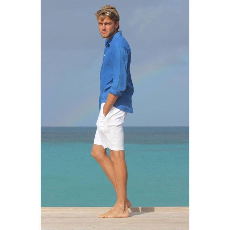 HERREN Leinen Short Weiß