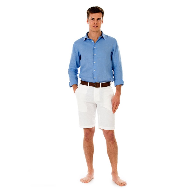 HERREN Leinen Short Weiß