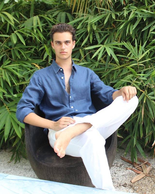 HERREN Leinenhemd Dunkelblau