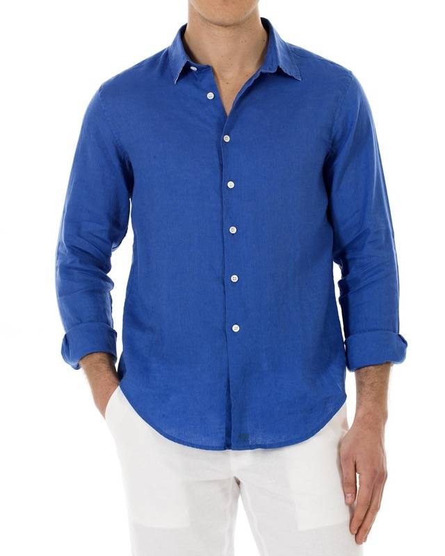 HERREN Leinenhemd In Blau