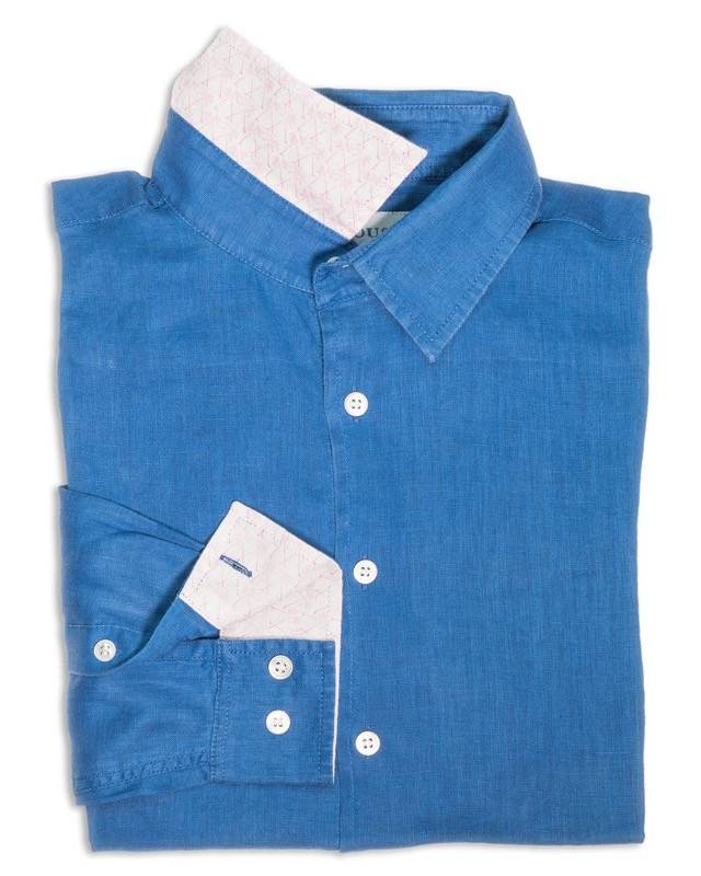 HERREN Leinenhemd in blau