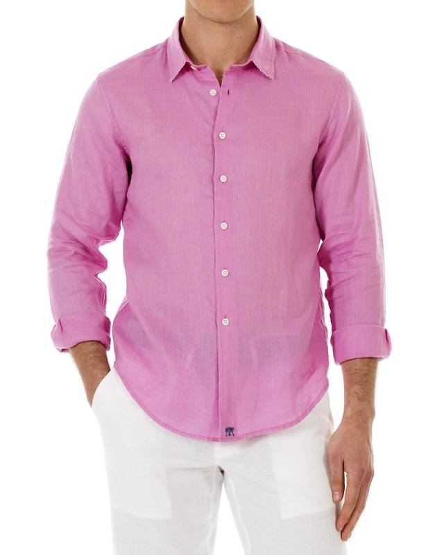 HERREN Leinenhemd In Rosa