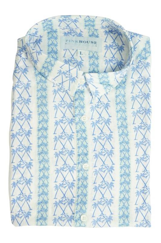 HERREN Leinenhemd mit Streifen in blau