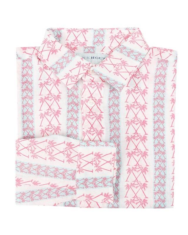 HERREN Leinenhemd mit Streifen in rot