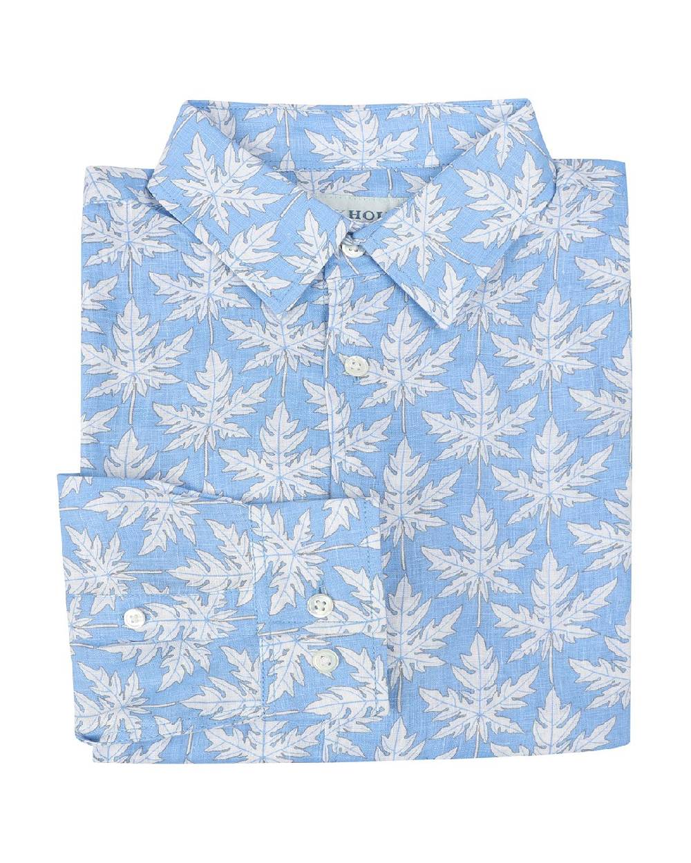 HERREN Leinenhemd Papaya blau