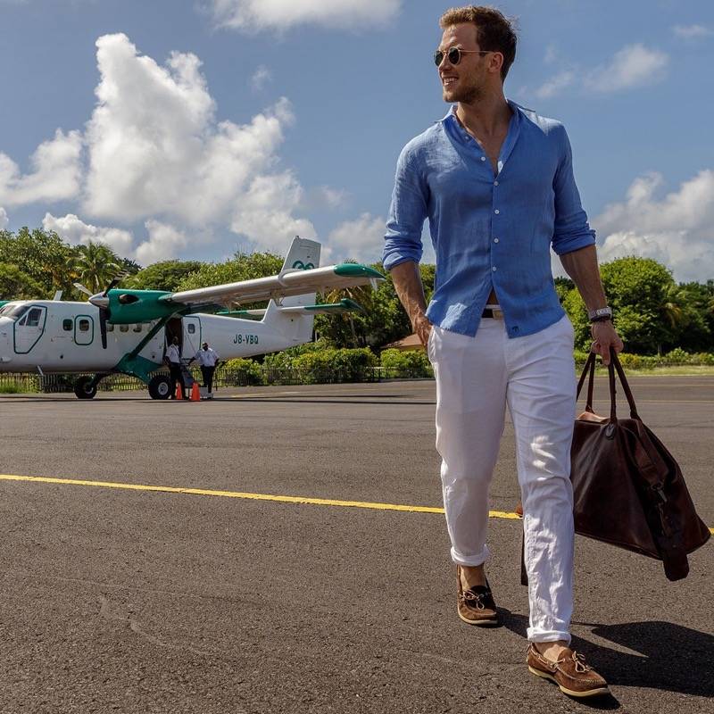 HERREN Leinenhose In Weiß