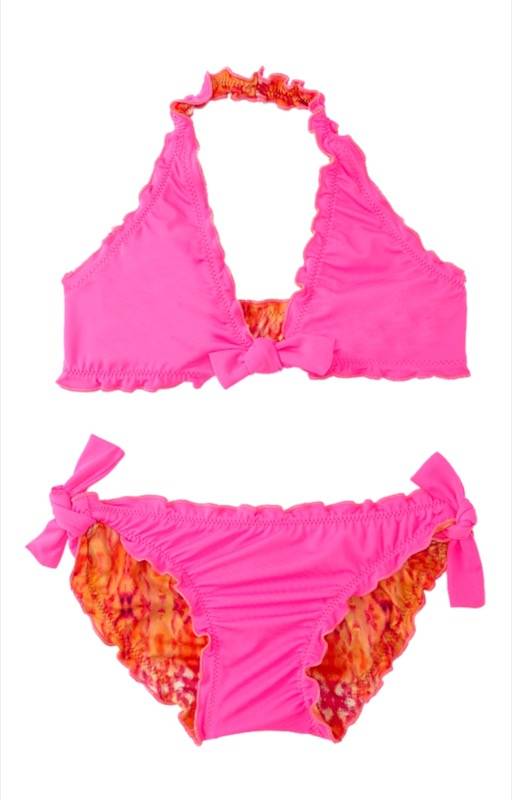 KINDER Girls Clara Neckholder Bikini Coral Print
