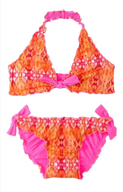 KINDER Girls Clara Neckholder Bikini Coral Print