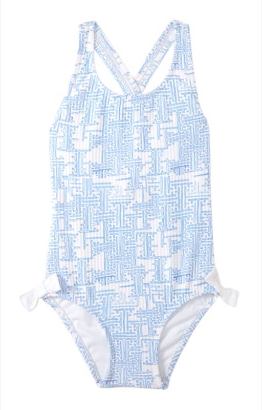 KINDER Girls Montauk Badeanzug Blue/White
