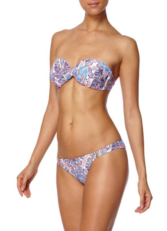 SALE Martinique Padded Bandeau Bikini Mit Feder-Print