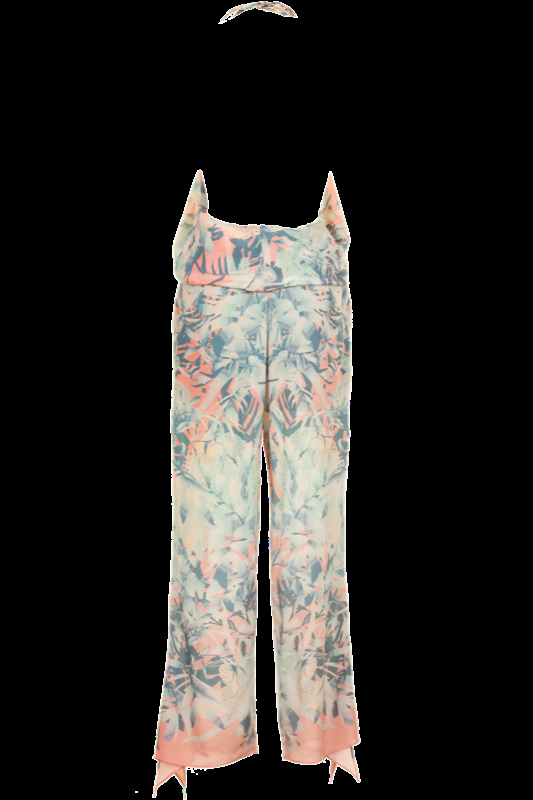 SALE Neckholder Jumpsuit Im Bohemian-Style Aus Seide Mit Feinster Stickerei, Schmucksteinen Und Multi-Col