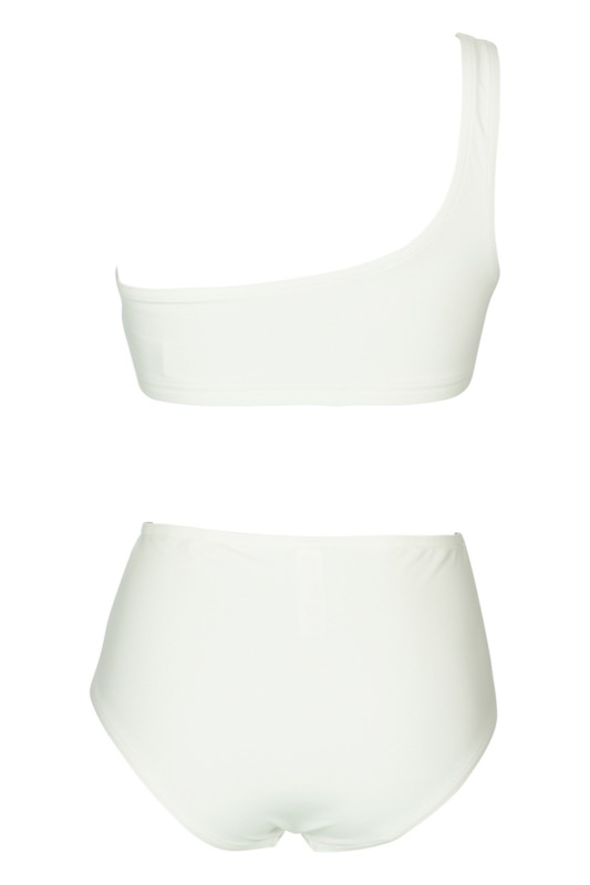 NEUHEITEN Basic Asymmetrischer Bikini Weiß