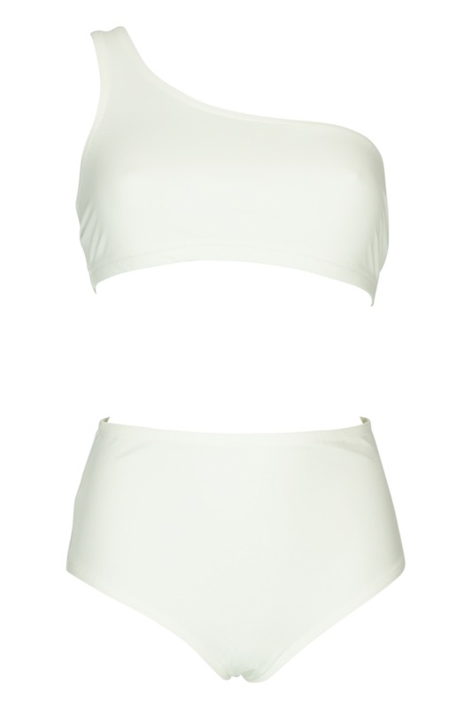 NEUHEITEN Basic Asymmetrischer Bikini weiß
