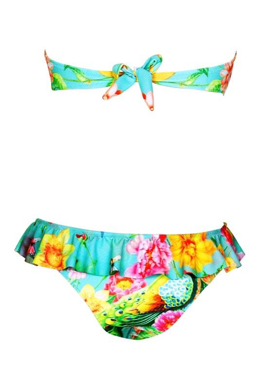 SALE Padded Bandeau Bikini Mit Blumenprint In Türkis
