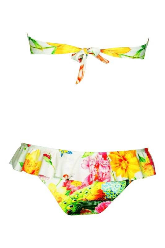 SALE Padded Bandeau Bikini Mit Blumenprint In Weiß