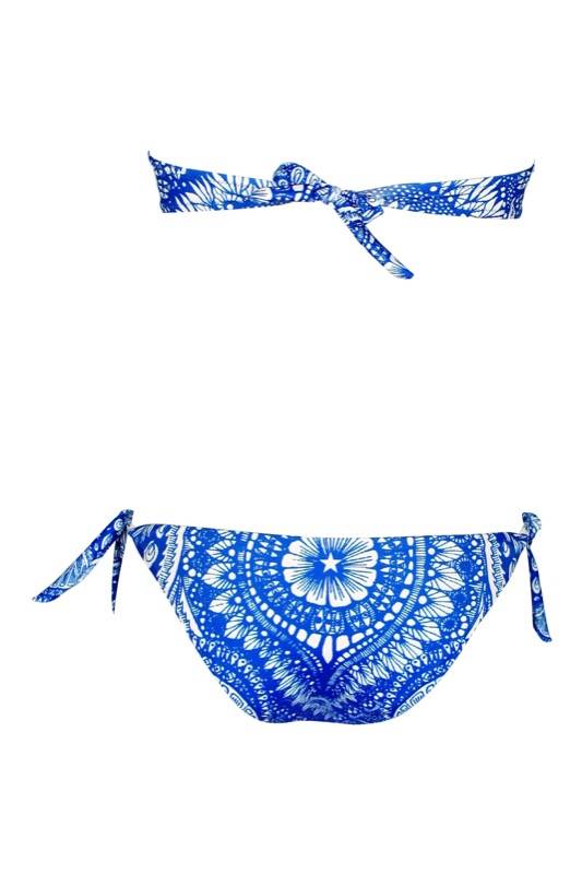 SALE Padded Bandeau Bikini Mit Nietendetails In Blau