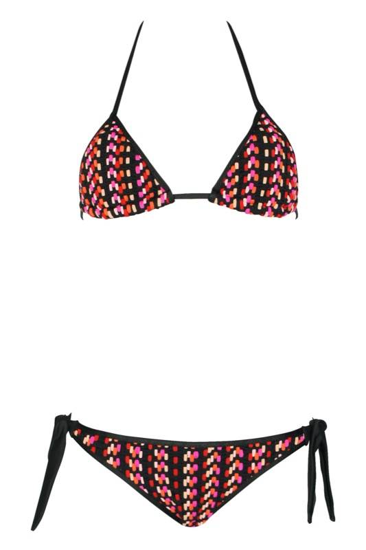 SALE Padded Bikini Aus Geflochtenem Stoff In Multi Color