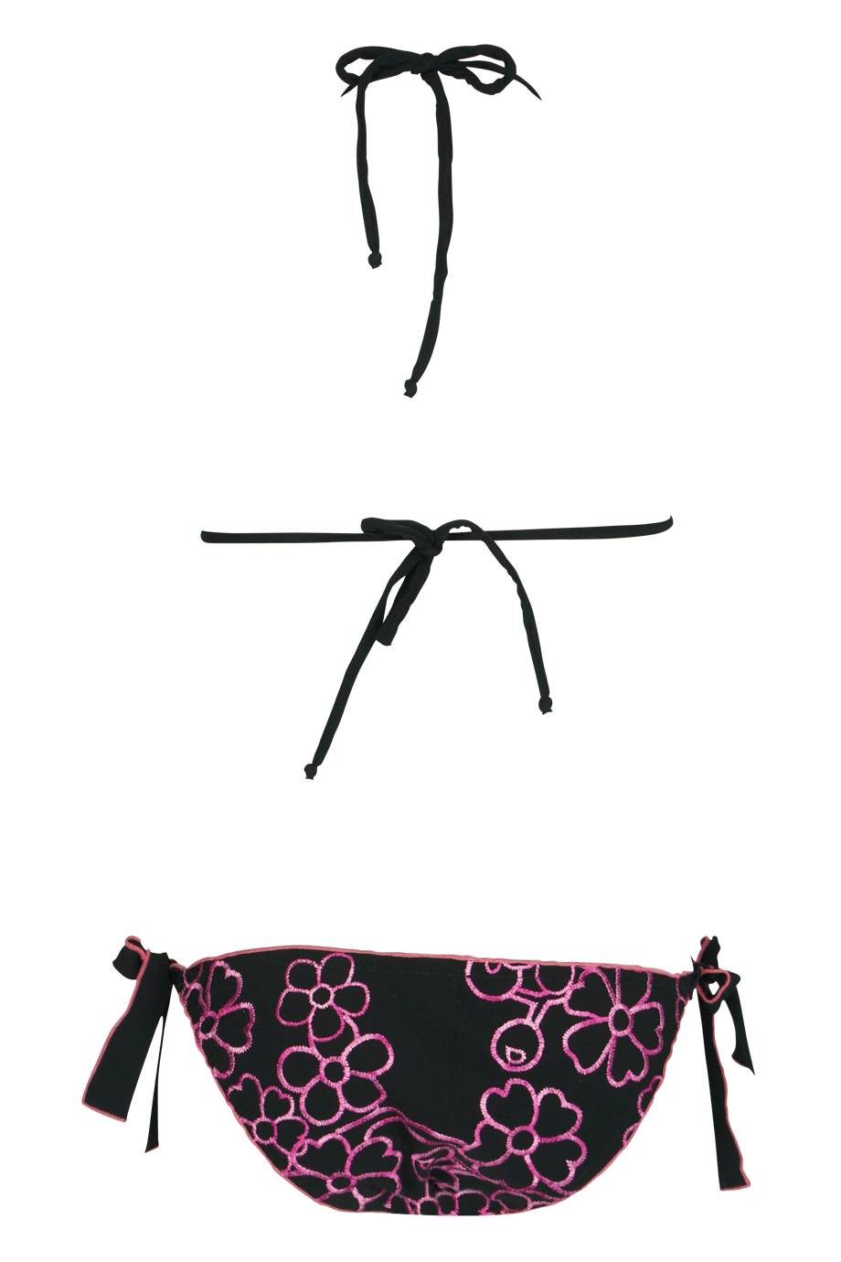 SALE Padded Triangel Bikini Mit Blütenstickerei In Schwarz